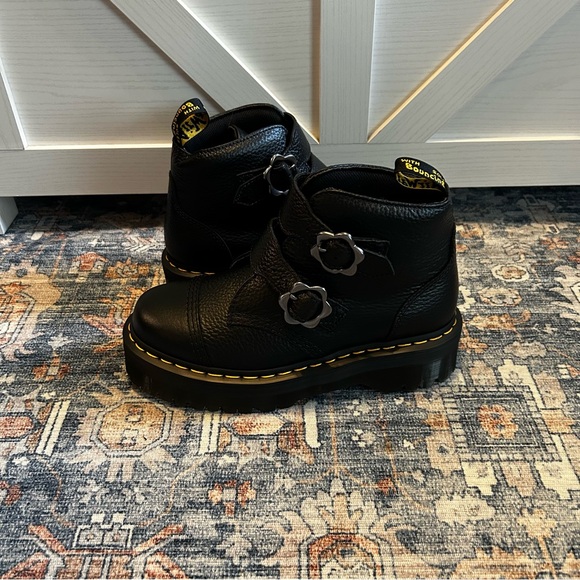 Dr. Martens Devon Flower Buckle Leather Platform Boots - Picture 4 of 10